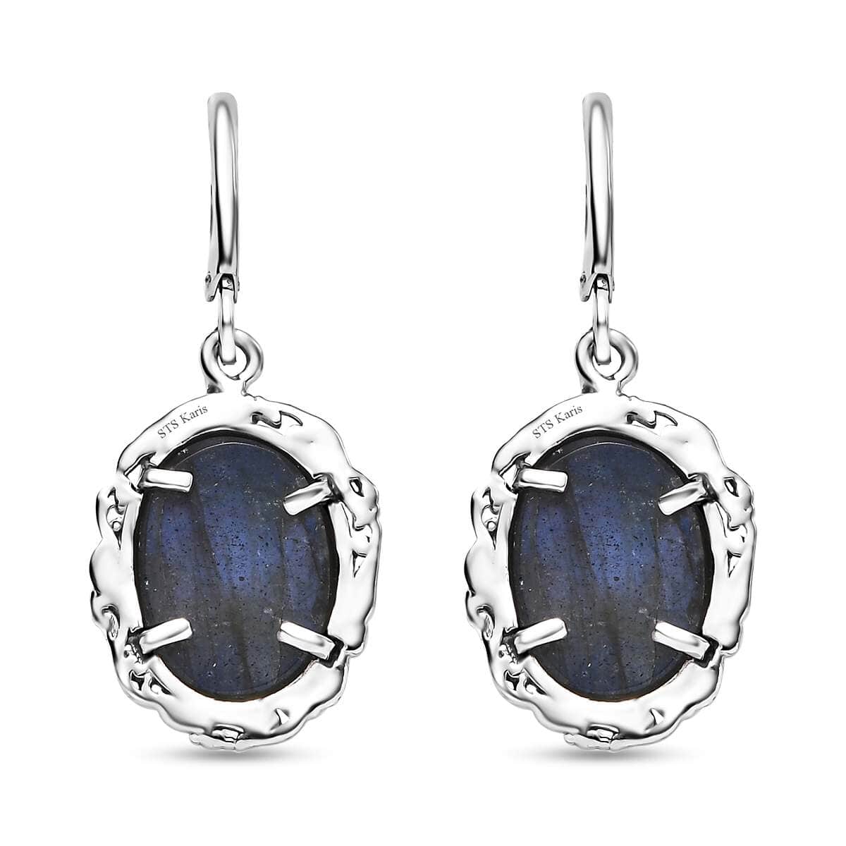 Karis Malagasy Labradorite 13.65 ctw Dragon Earrings in Platinum Bond image number 5