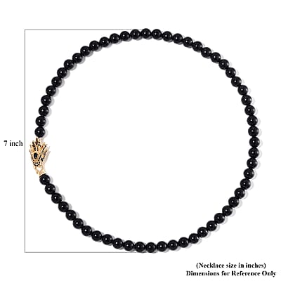 Black Obsidian and Multi Color Austrian Crystal Dragon Necklace 20 Inches in Goldtone