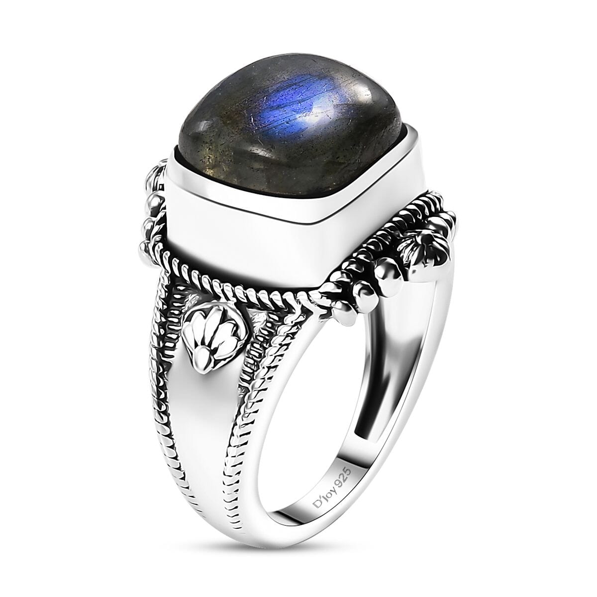 Artisan Crafted Malagasy Labradorite 6.15 ctw South West Style Ring in Sterling Silver (Size 6.0) image number 3