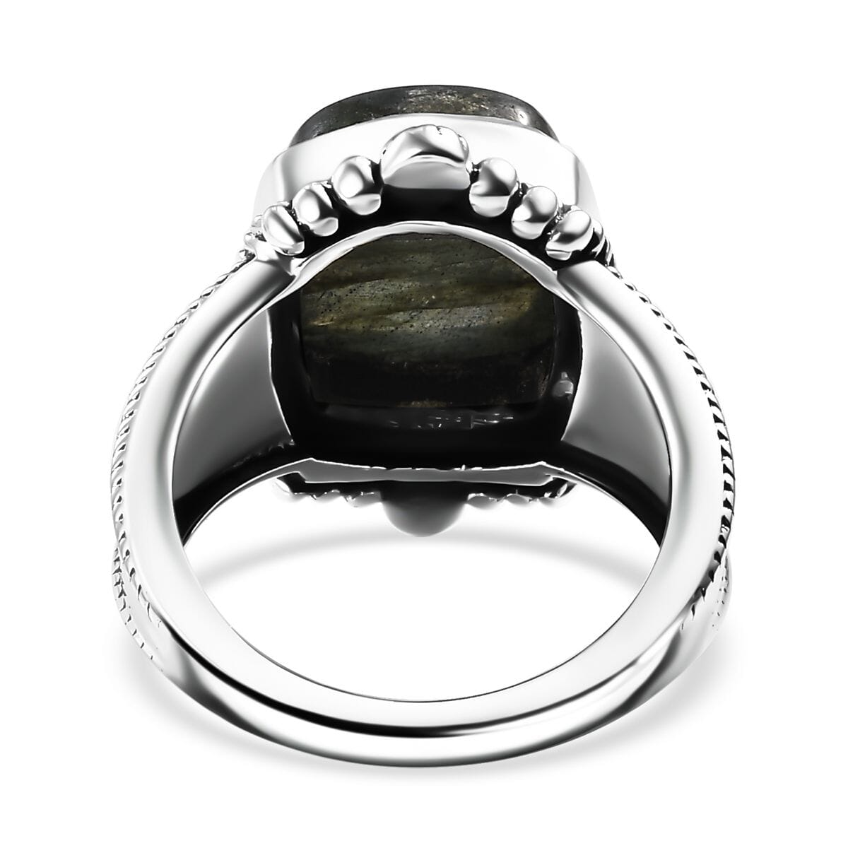 Artisan Crafted Malagasy Labradorite 6.15 ctw South West Style Ring in Sterling Silver (Size 6.0) image number 4