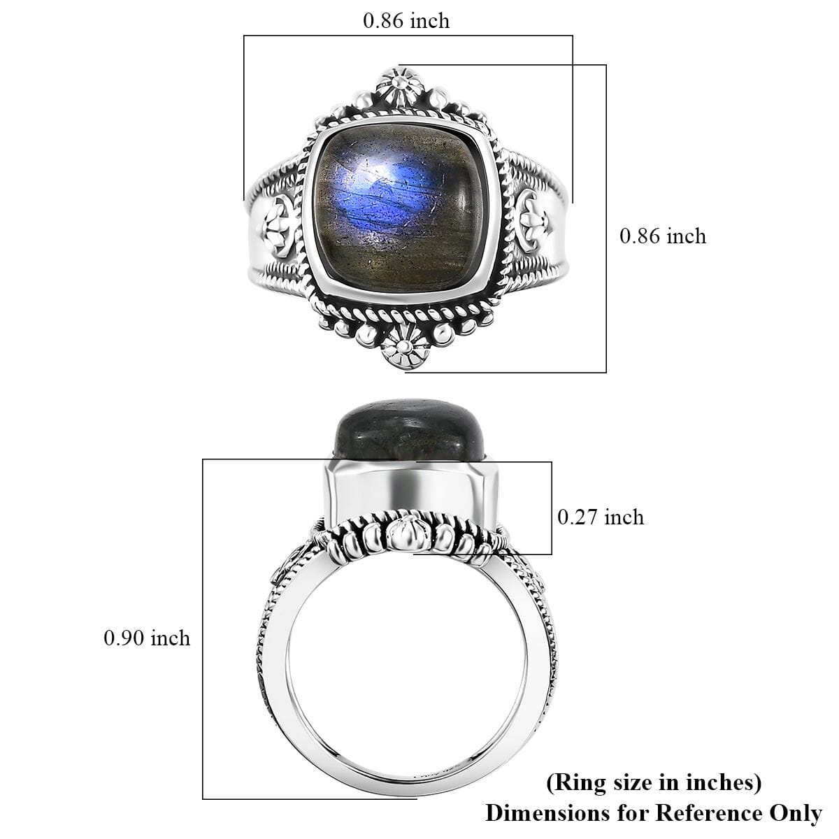 Artisan Crafted Malagasy Labradorite 6.15 ctw South West Style Ring in Sterling Silver (Size 6.0) image number 5