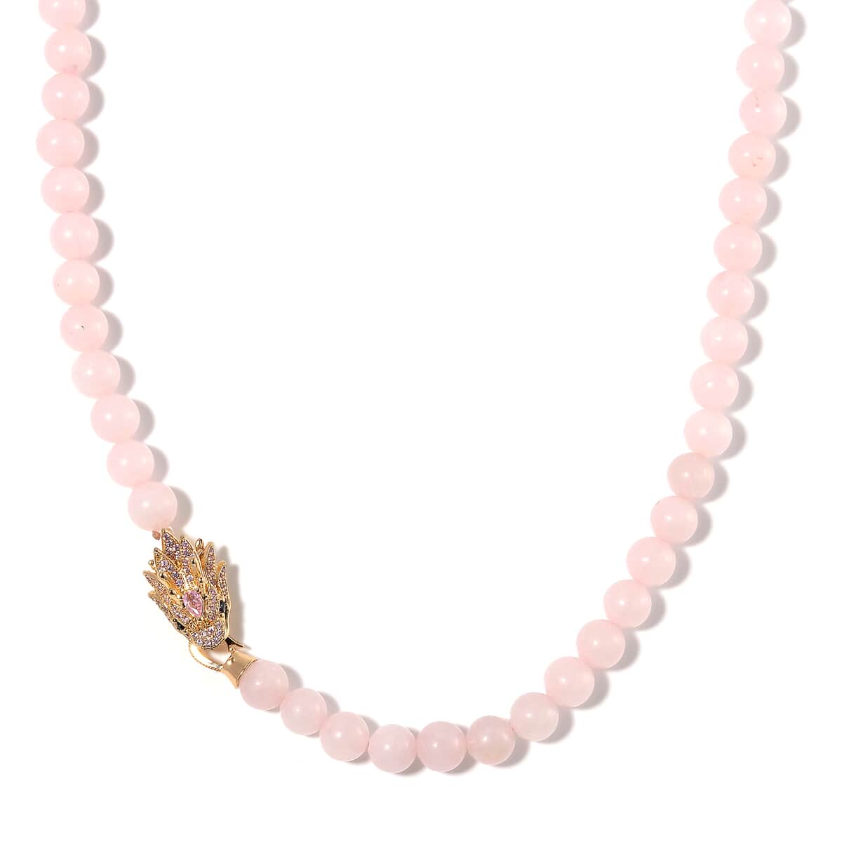 Galilea Rose Quartz and Multi Color Austrian Crystal Dragon Necklace 20 Inches in Goldtone 201.53 ctw image number 0