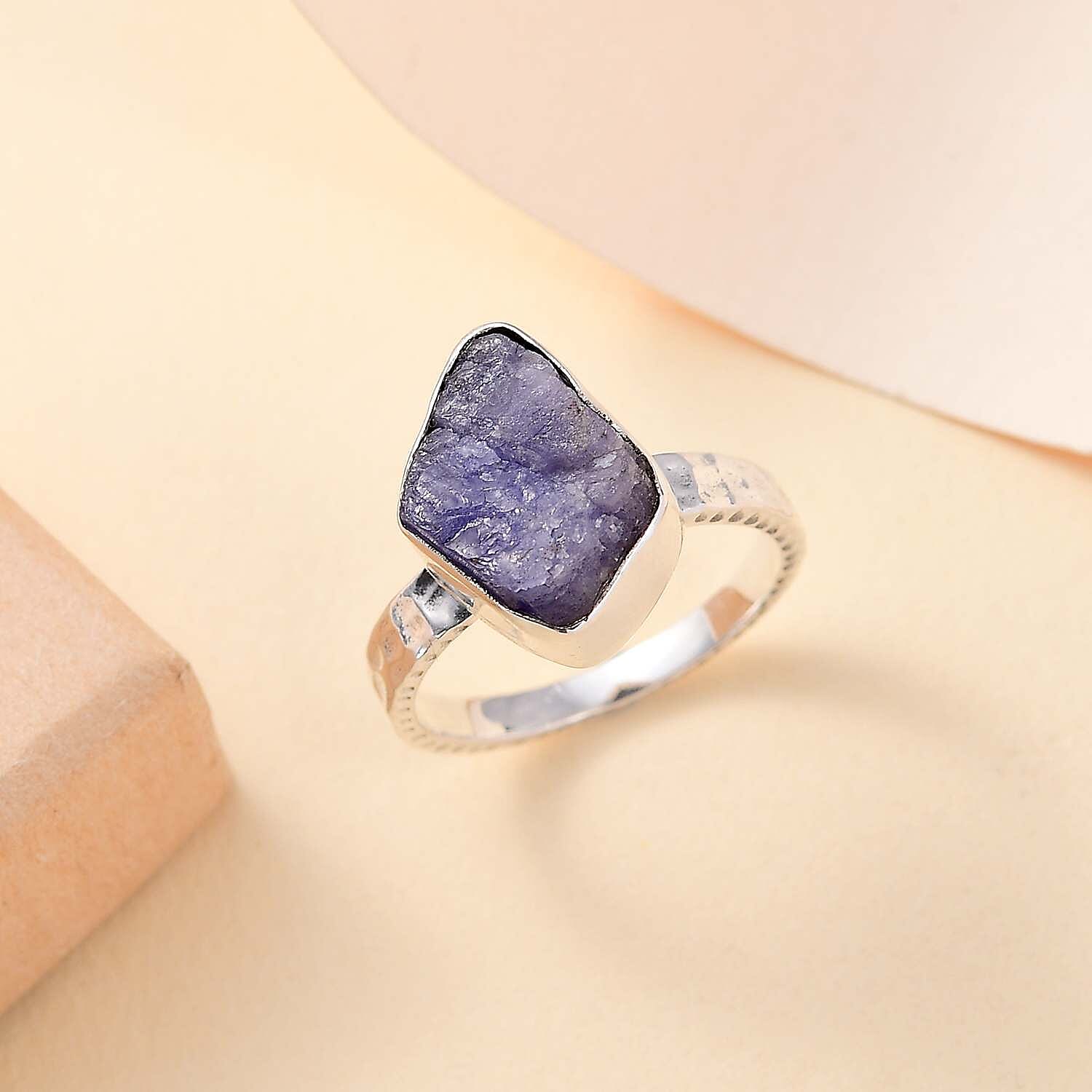 D'Joy Artisan Crafted Rough Cut Tanzanite 9.10 ctw Men's Ring in Sterling Silver (Size 10.0)