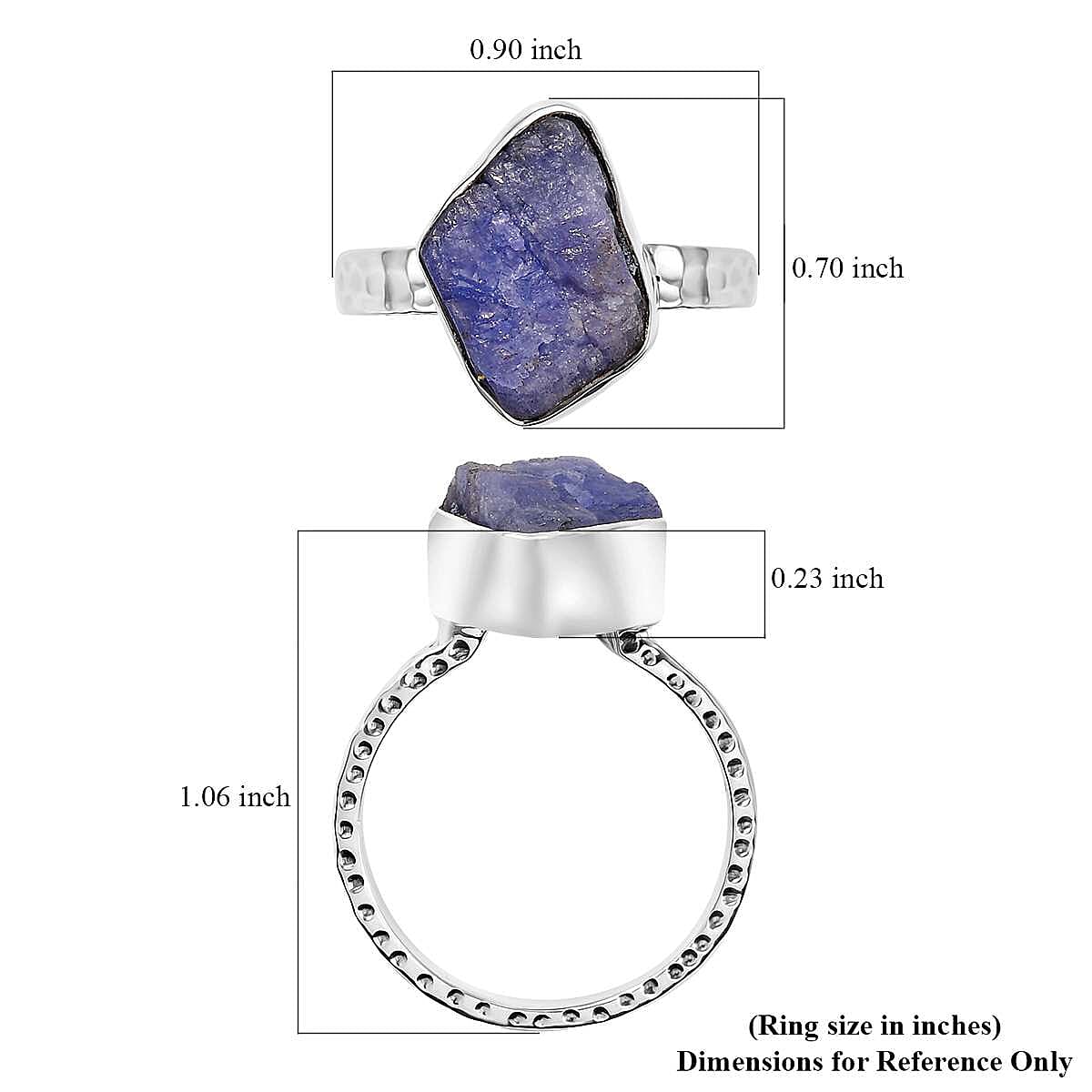 D'Joy Artisan Crafted Rough Cut Tanzanite 9.10 ctw Men's Ring in Sterling Silver (Size 11.0) image number 5