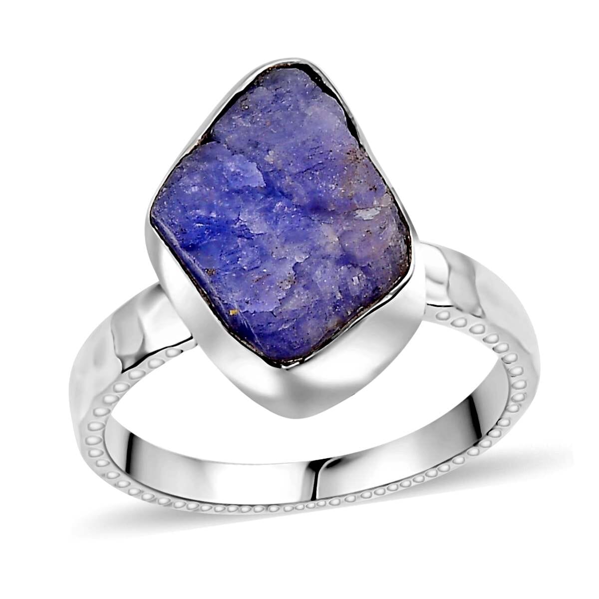 Artisan Crafted Rough Cut Tanzanite 9.10 ctw Men's Ring in Sterling Silver (Size 12.0) image number 0