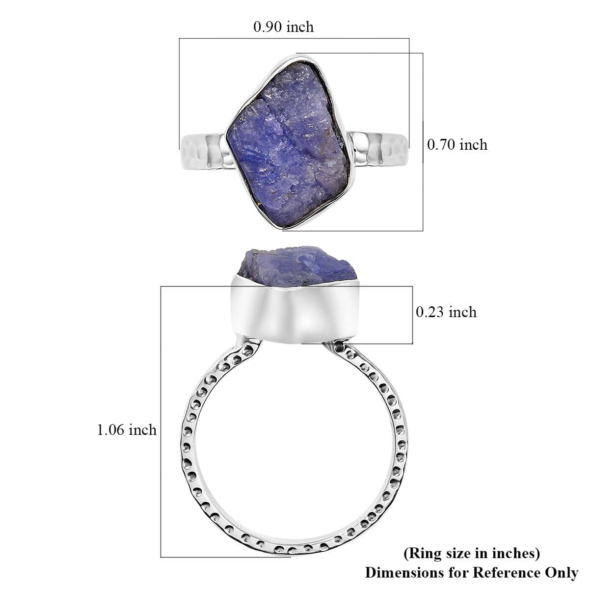 Artisan Crafted Rough Cut Tanzanite 9.10 ctw Men's Ring in Sterling Silver (Size 12.0) image number 5