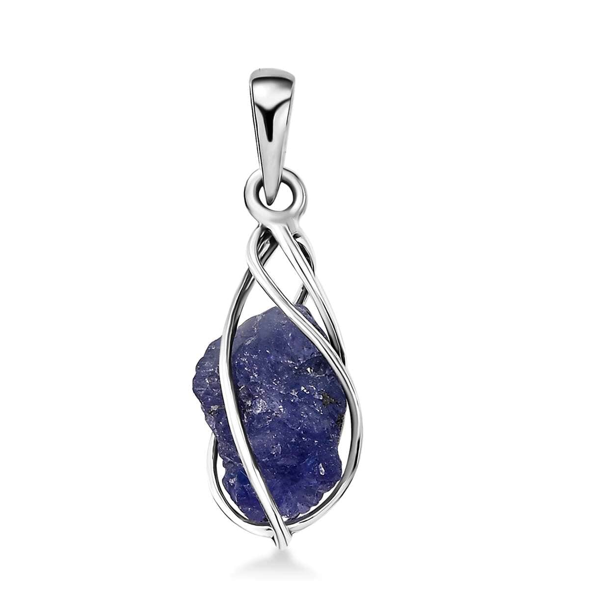 Artisan Crafted Rough Cut Tanzanite 7.50 ctw Fancy Pendant in Sterling Silver image number 0