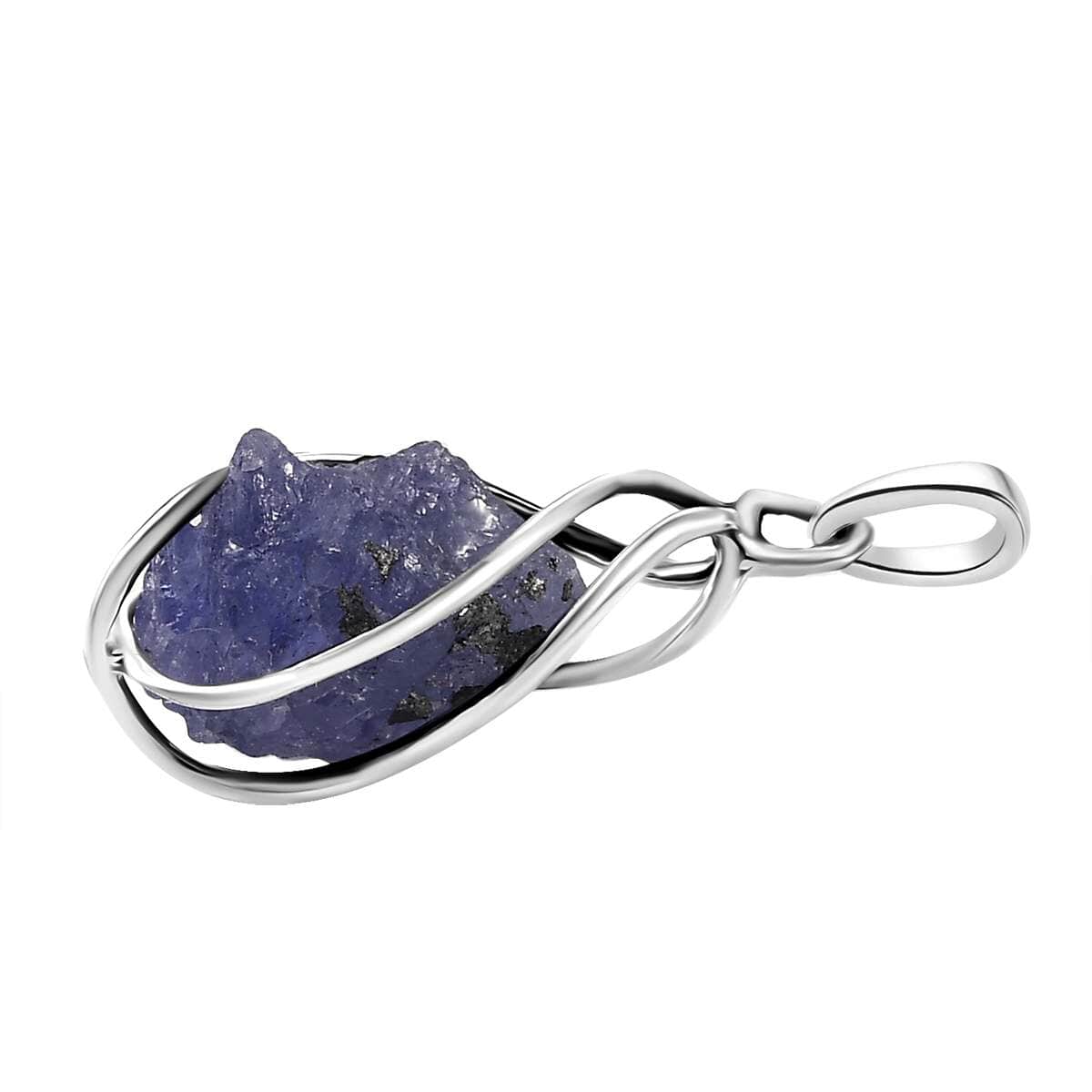 Artisan Crafted Rough Cut Tanzanite 7.50 ctw Fancy Pendant in Sterling Silver image number 3