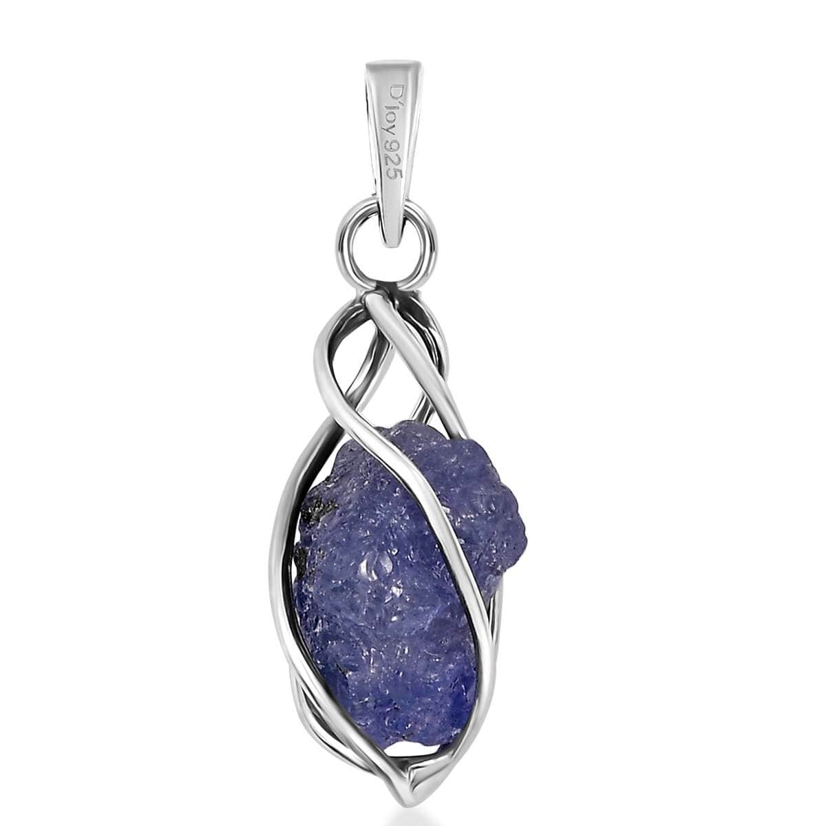 Artisan Crafted Rough Cut Tanzanite 7.50 ctw Fancy Pendant in Sterling Silver image number 4