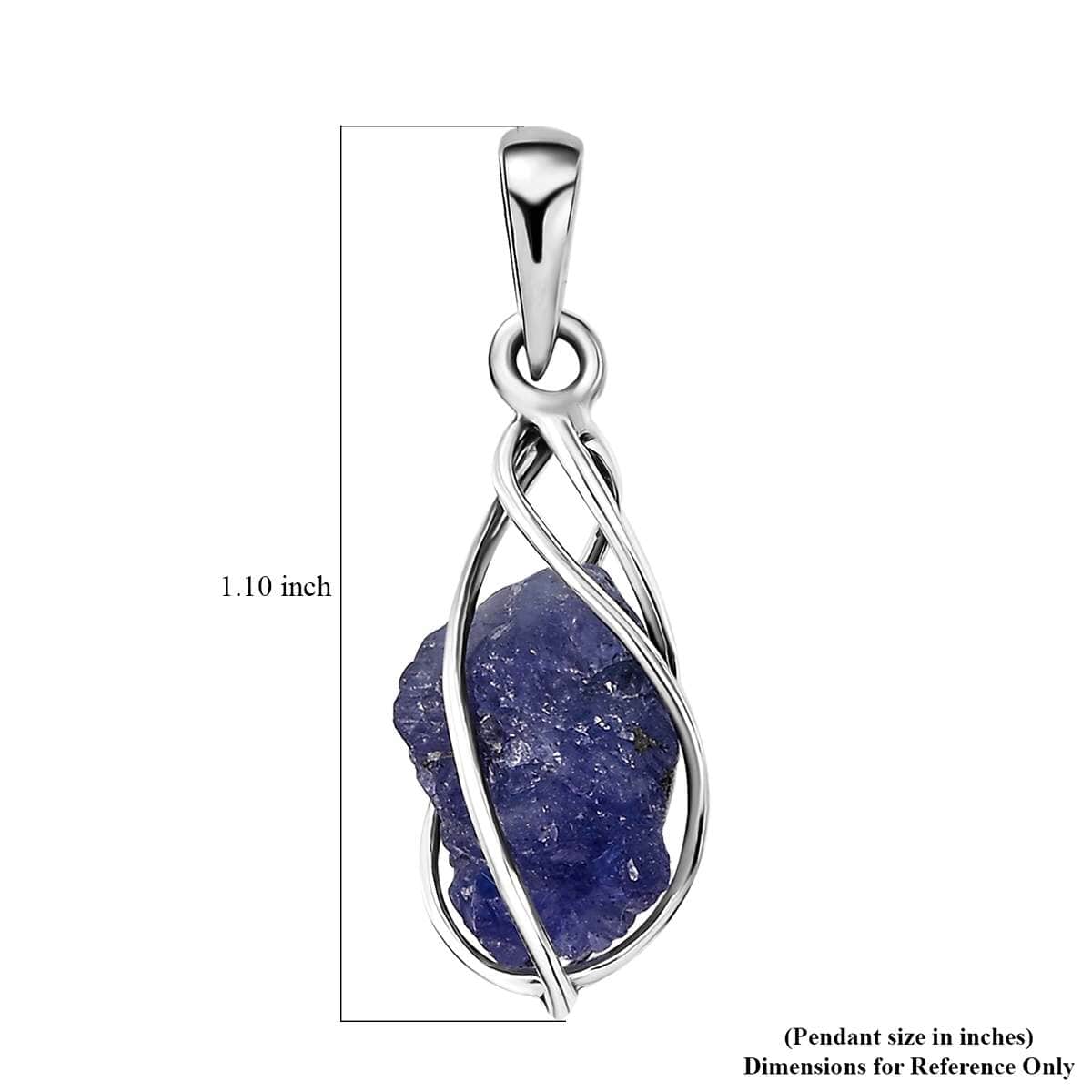 Artisan Crafted Rough Cut Tanzanite 7.50 ctw Fancy Pendant in Sterling Silver image number 5