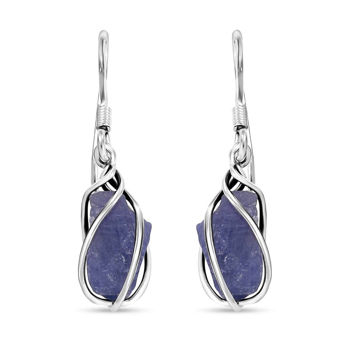 Artisan Crafted Rough Cut Tanzanite 10.40 ctw Fancy Earrings in Sterling Silver image number 0