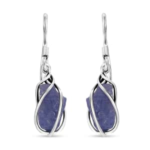 Artisan Crafted Rough Cut Tanzanite 10.40 ctw Fancy Earrings in Sterling Silver