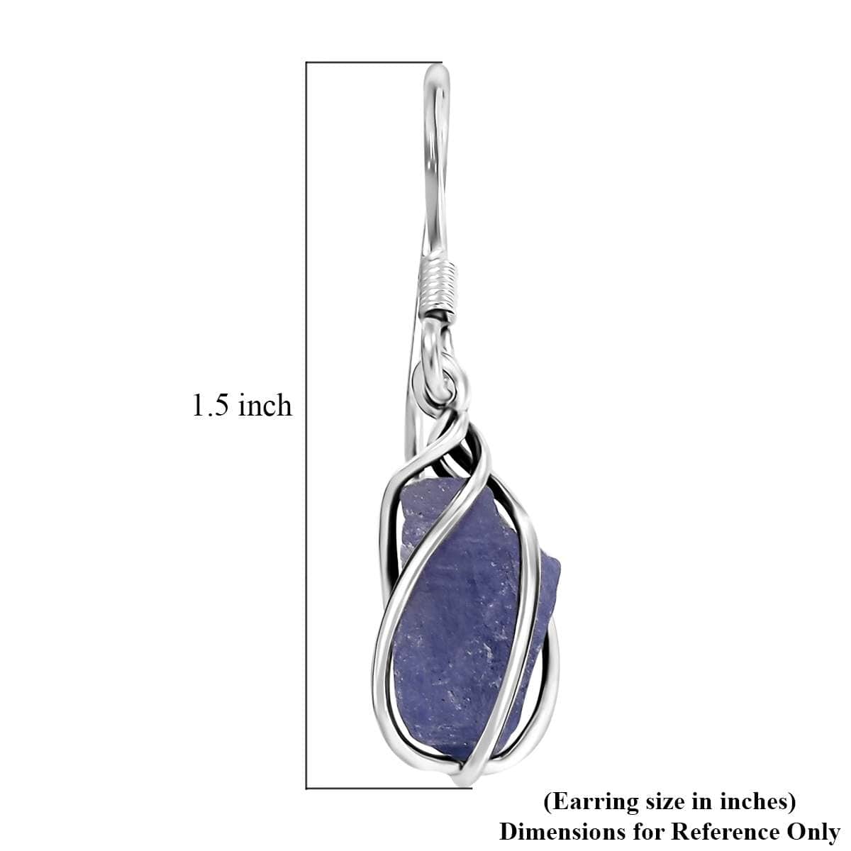 Artisan Crafted Rough Cut Tanzanite 10.40 ctw Fancy Earrings in Sterling Silver image number 5