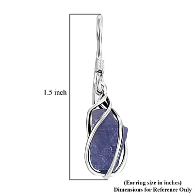 D'Joy Artisan Crafted Rough Cut Tanzanite 10.40 ctw Fancy Earrings in Sterling Silver
