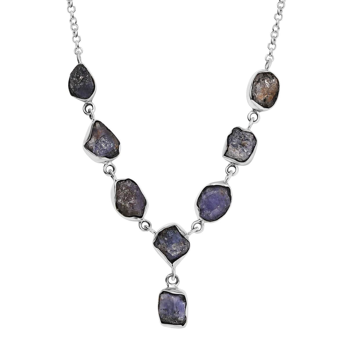 Artisan Crafted Rough Cut Tanzanite 27.20 ctw Fancy Necklace in Sterling Silver 18-20 Inches image number 0