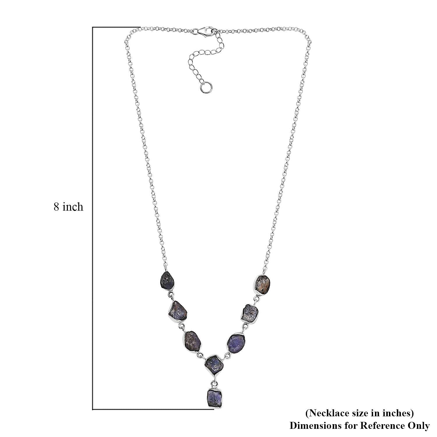 D'Joy Artisan Crafted Rough Cut Tanzanite 27.20 ctw Fancy Necklace in Sterling Silver 18-20 Inches