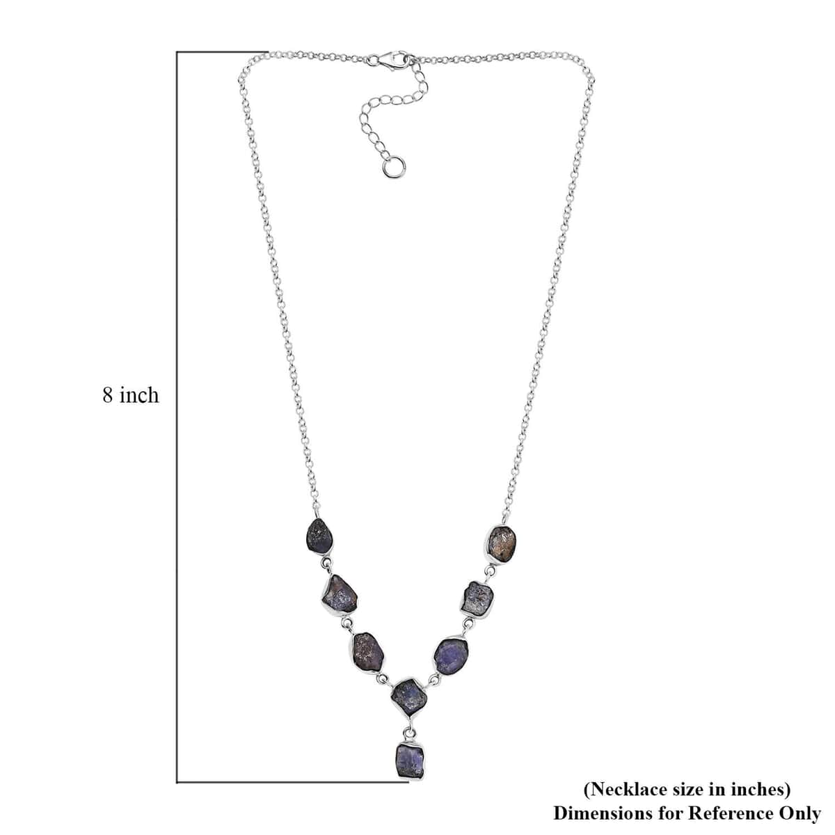 Artisan Crafted Rough Cut Tanzanite 27.20 ctw Fancy Necklace in Sterling Silver 18-20 Inches image number 5