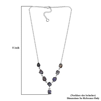 D'Joy Artisan Crafted Rough Cut Tanzanite 27.20 ctw Fancy Necklace in Sterling Silver 18-20 Inches