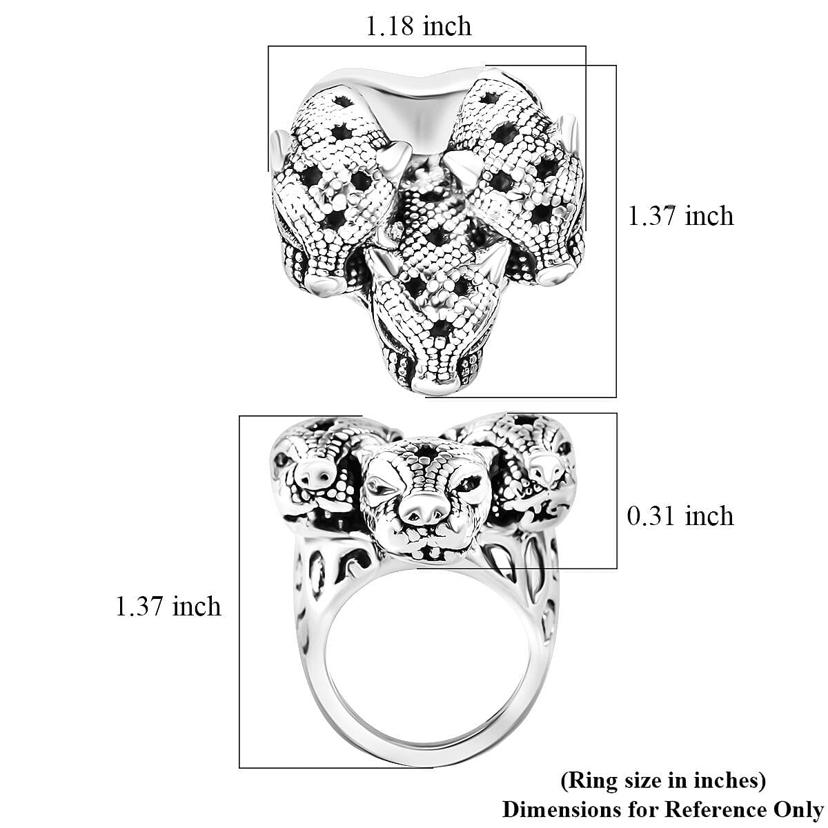 Sterling Silver Three Cheetah Head Ring (Size 10.0) 10 Grams image number 4