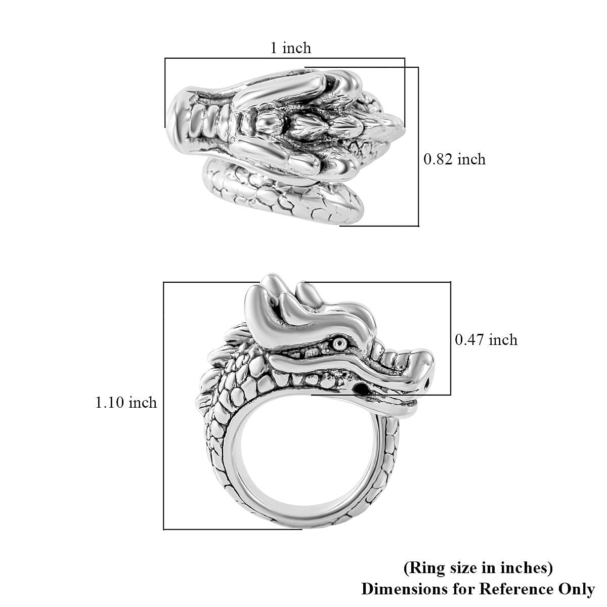 Sterling Silver Dragon Ring (Size 8.0) 7 Grams image number 4