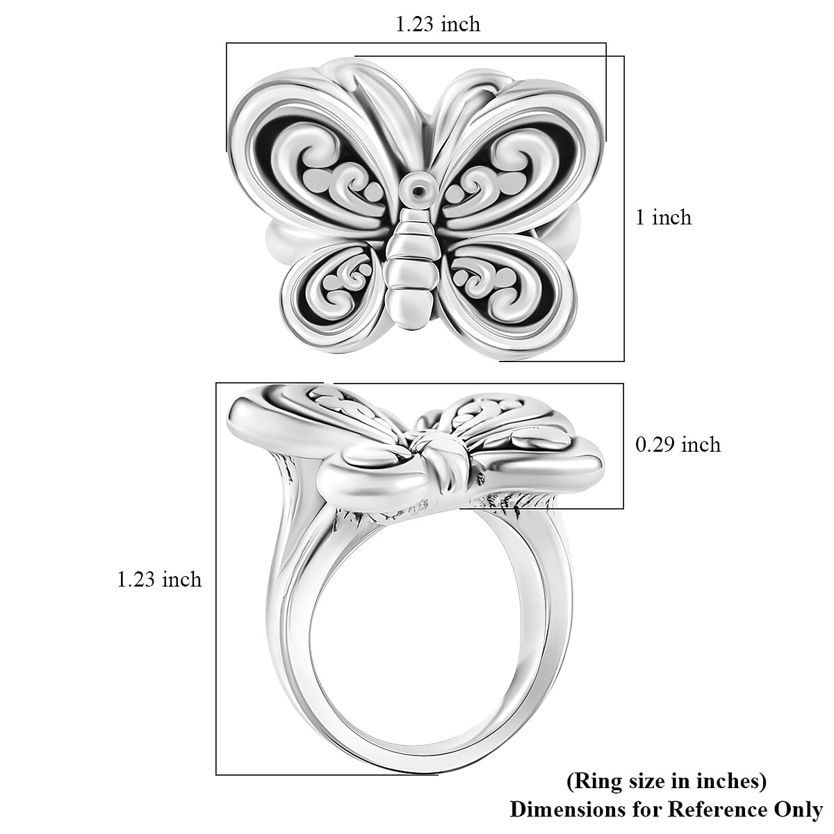 Sterling Silver Butterfly Ring (Size 7.0) 6 Grams image number 4