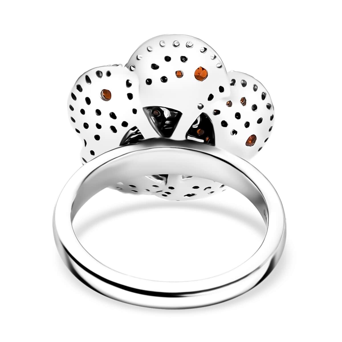 Mozambique Garnet, White Zircon Flower Ring in Platinum Over Sterling Silver (Size 10.0) 1.90 ctw image number 4