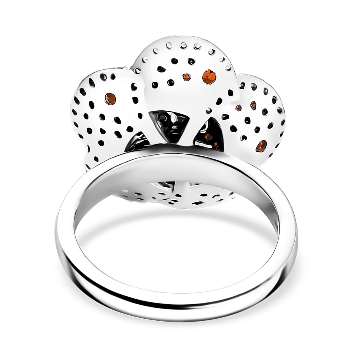 Mozambique Garnet and White Zircon 1.90 ctw Flower Ring in Platinum Over Sterling Silver (Size 8.0) image number 4