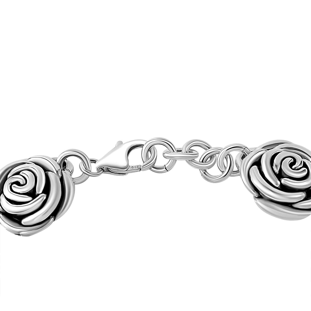 Sterling Silver Rose Bracelet (6.50 In) (16.76 g) image number 2