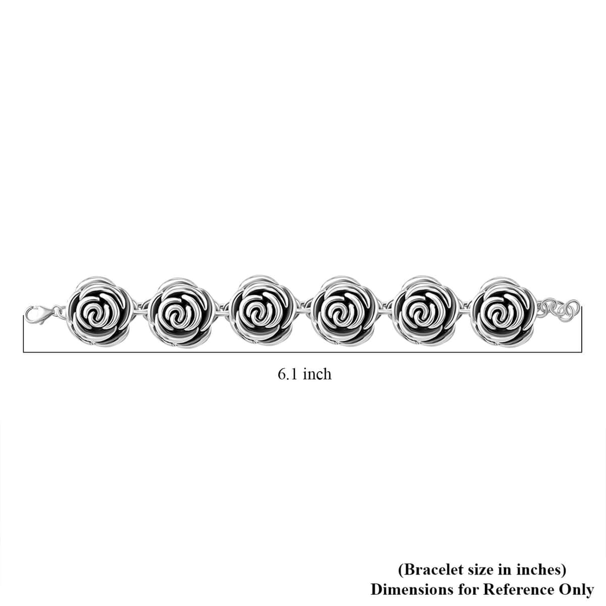 Sterling Silver Rose Bracelet (6.50 In) (16.76 g) image number 3