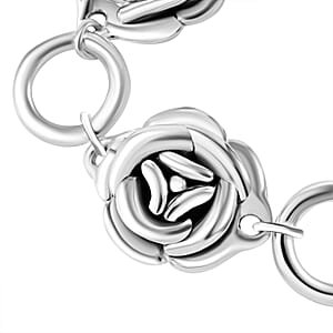 Sterling Silver Floral Bracelet (6.50 In) 21.95 Grams