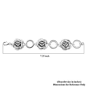 Sterling Silver Floral Bracelet (6.50 In) 21.95 Grams