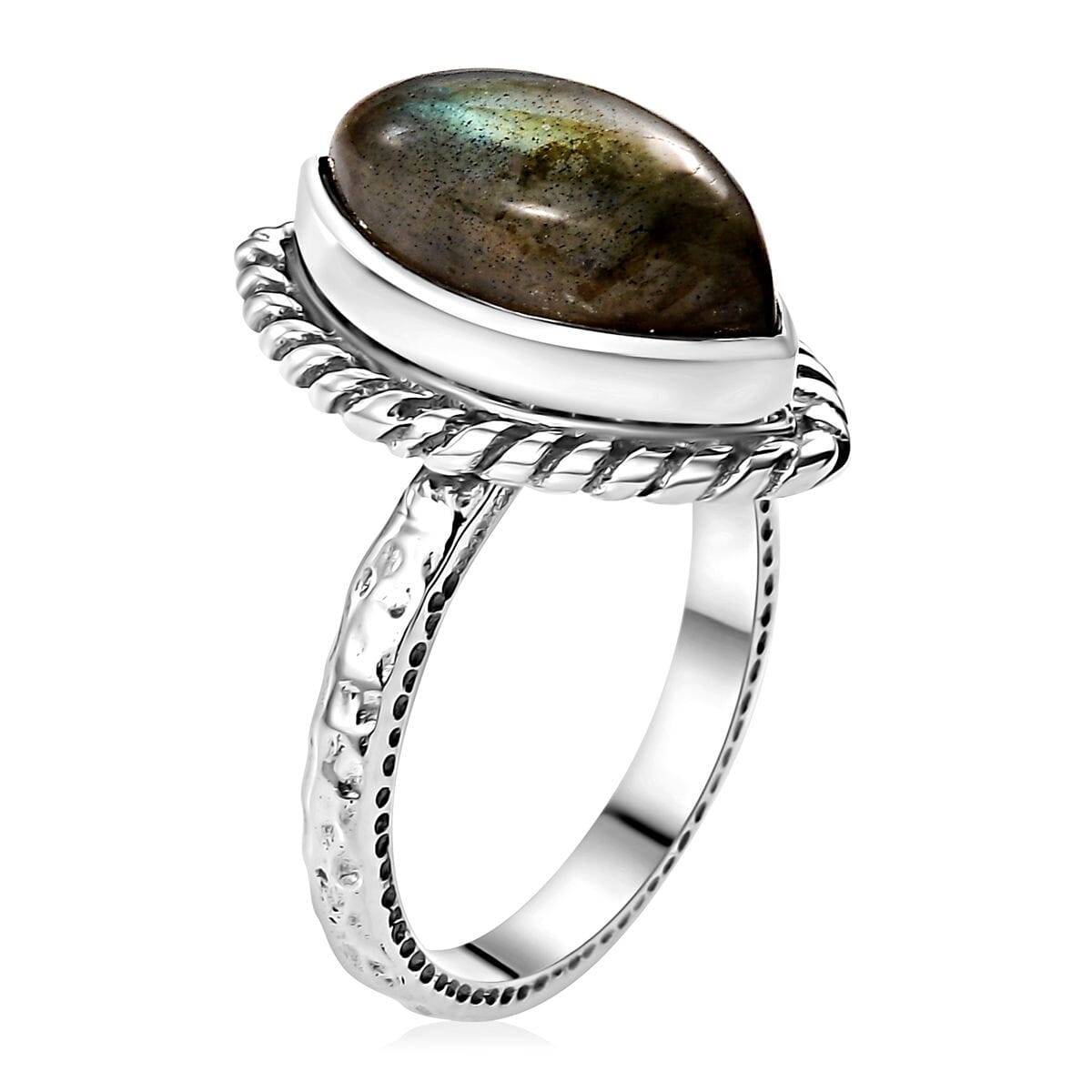 Artisan Crafted Malagasy Labradorite 4.00 ctw Ring in Sterling Silver (Size 8.0) image number 3