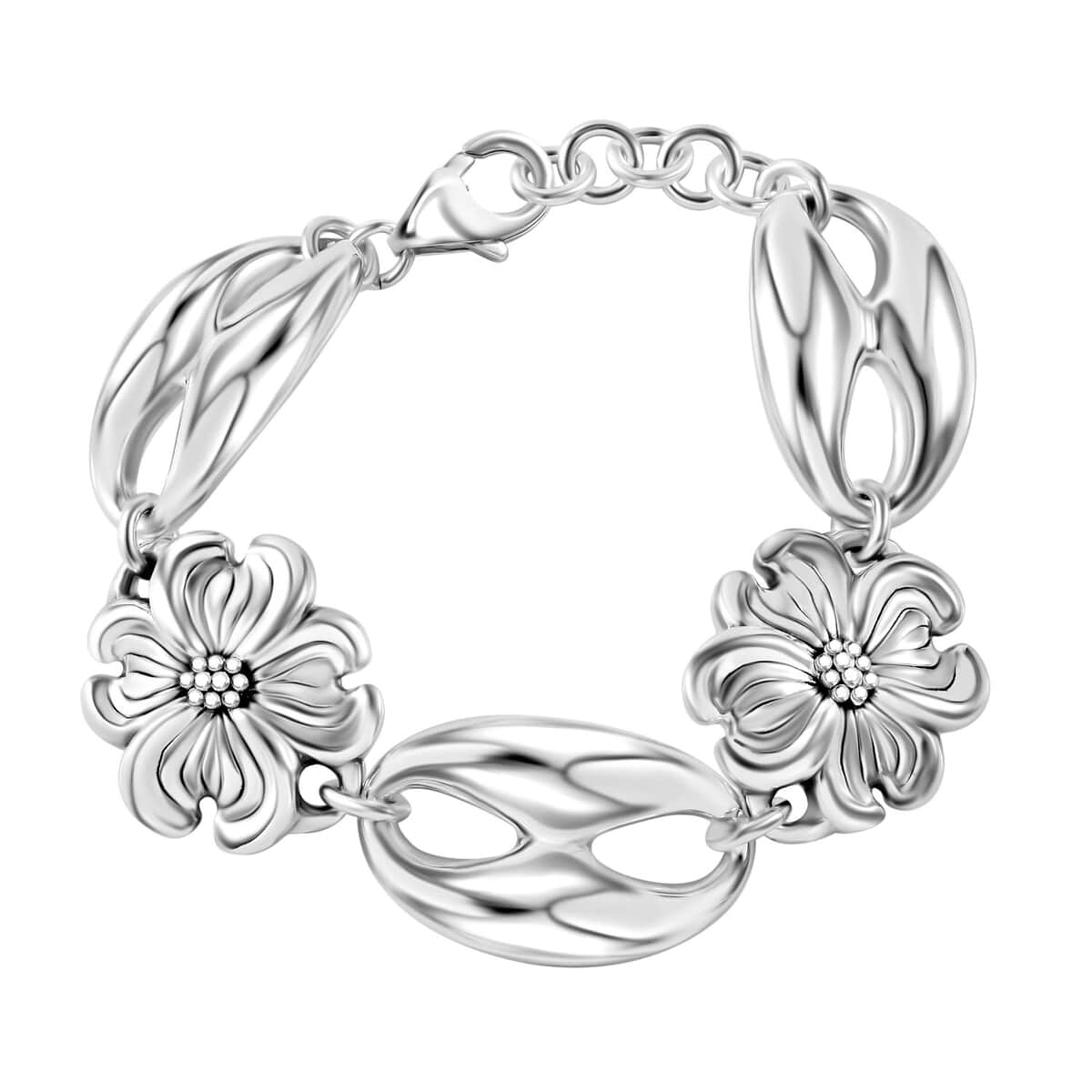 Floral Bracelet in Sterling Silver (7.25 In) 16.58 Grams image number 0