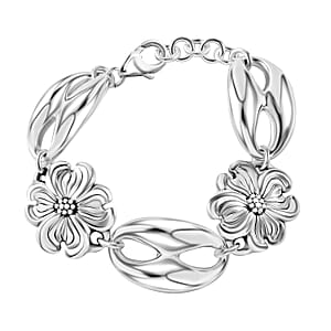 Floral Bracelet in Sterling Silver (7.25 In) 16.58 Grams