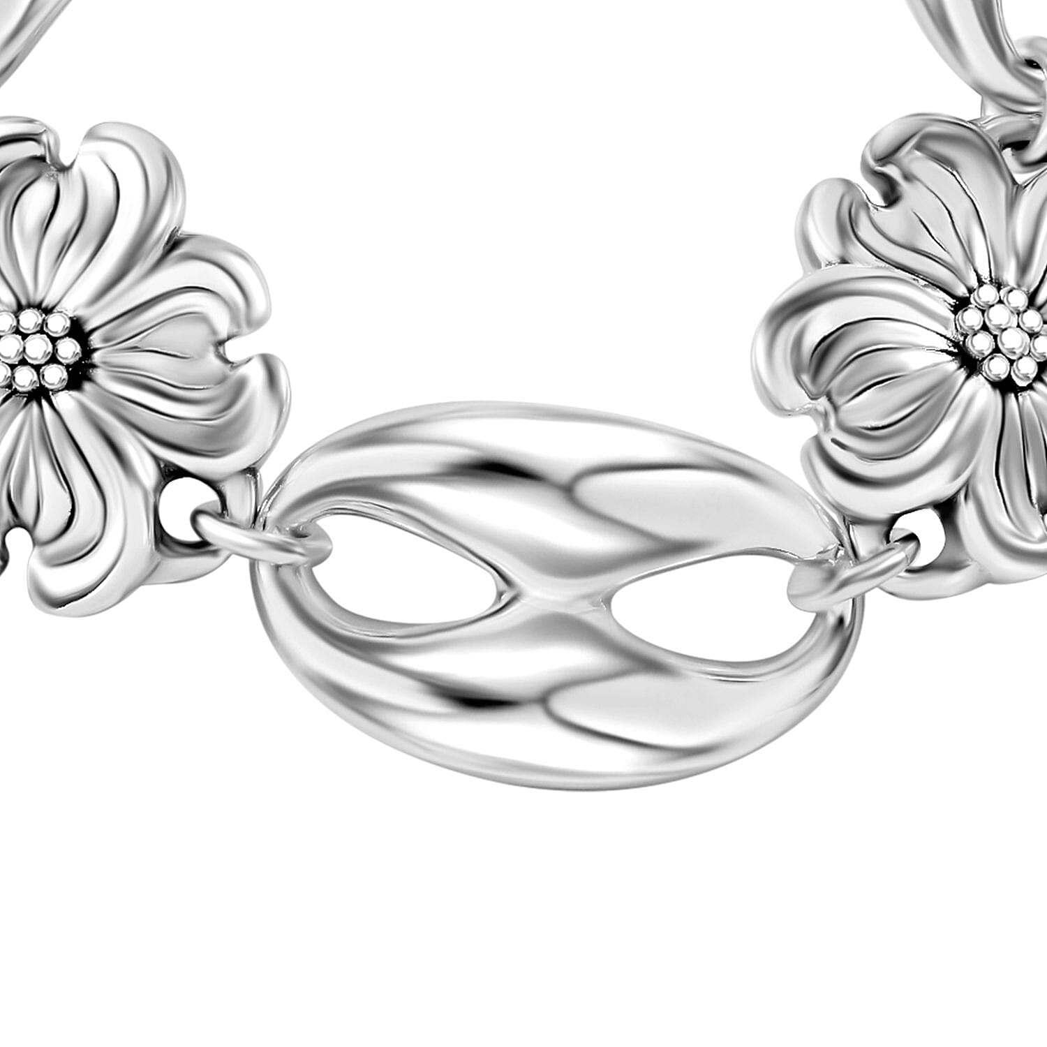 Floral Bracelet in Sterling Silver (7.25 In) 16.58 Grams