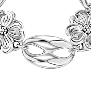 Floral Bracelet in Sterling Silver (7.25 In) 16.58 Grams