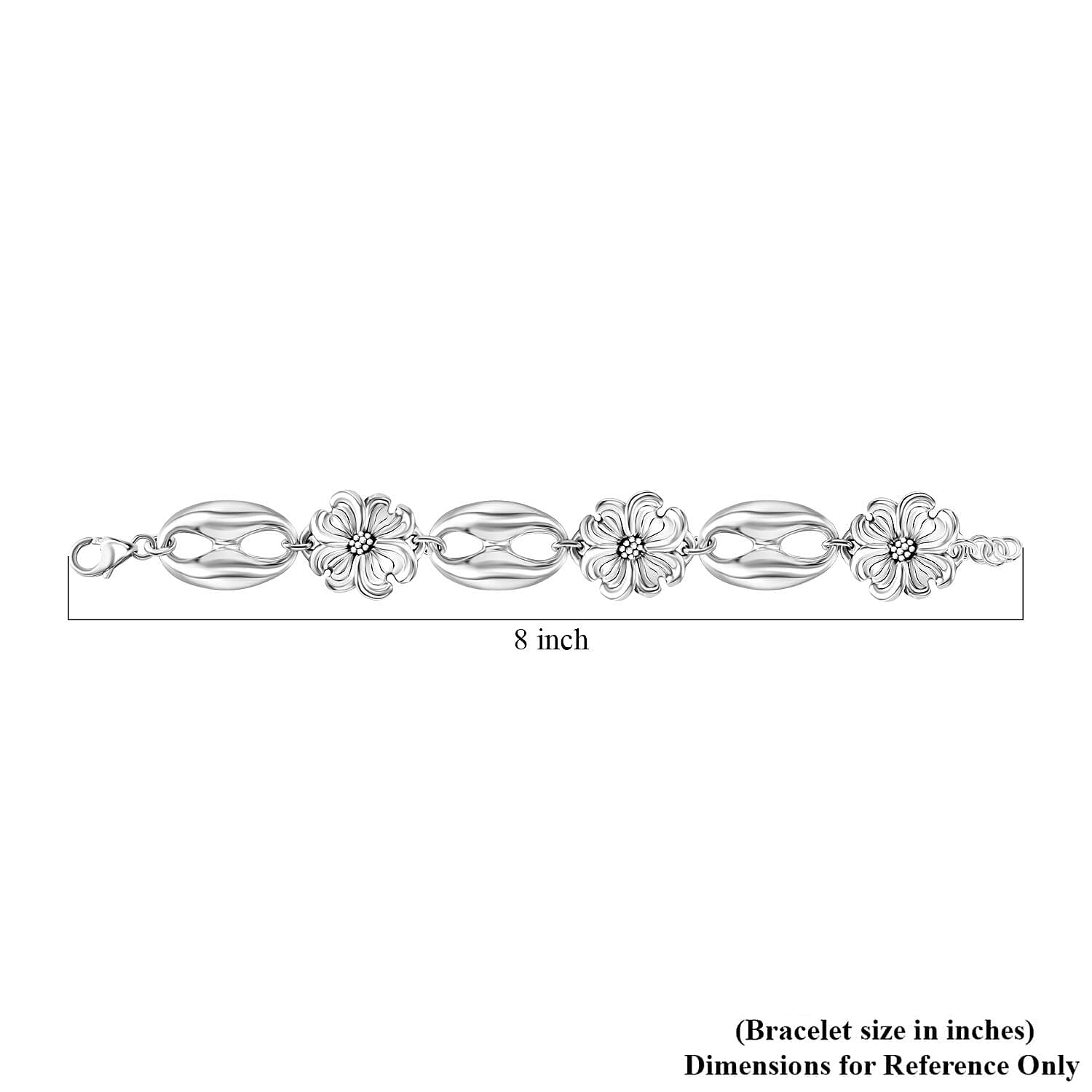 Floral Bracelet in Sterling Silver (7.25 In) 16.58 Grams