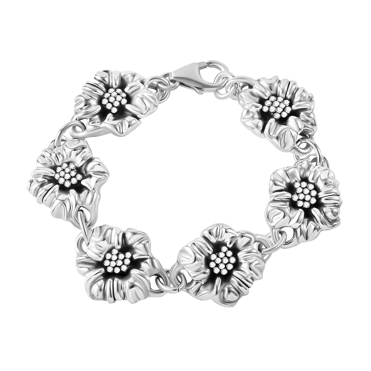 Floral Bracelet in Sterling Silver (7.25 In) 17.75 Grams image number 0