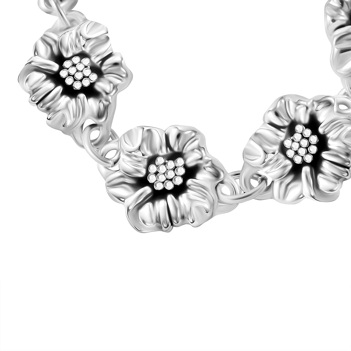 Floral Bracelet in Sterling Silver (7.25 In) 17.75 Grams image number 1