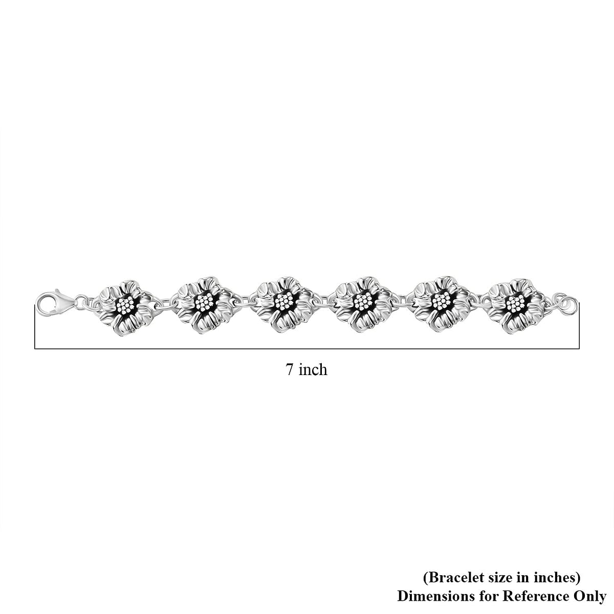 Floral Bracelet in Sterling Silver (7.25 In) 17.75 Grams image number 3
