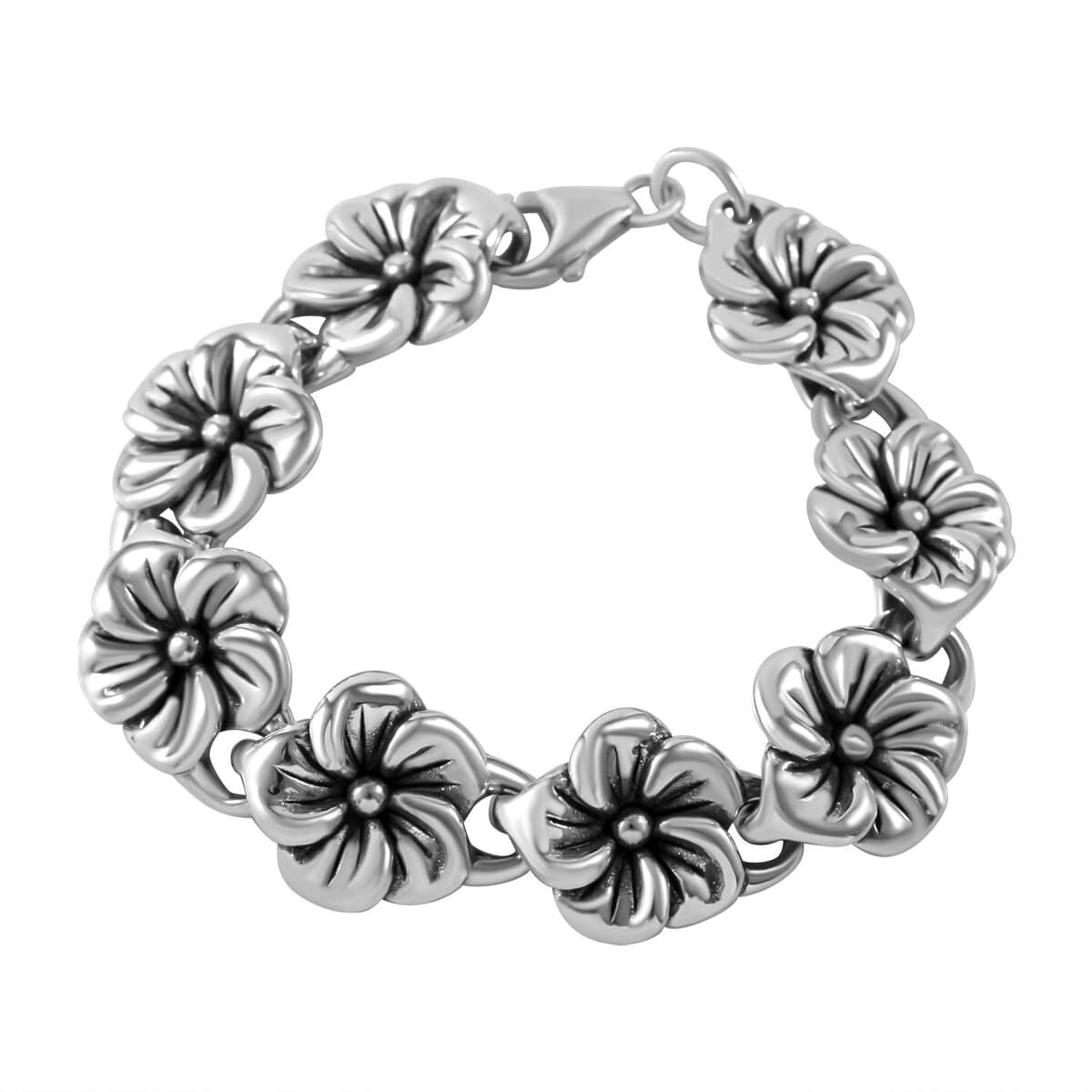 Floral Bracelet in Sterling Silver (7.25 In) 17.38 Grams image number 0