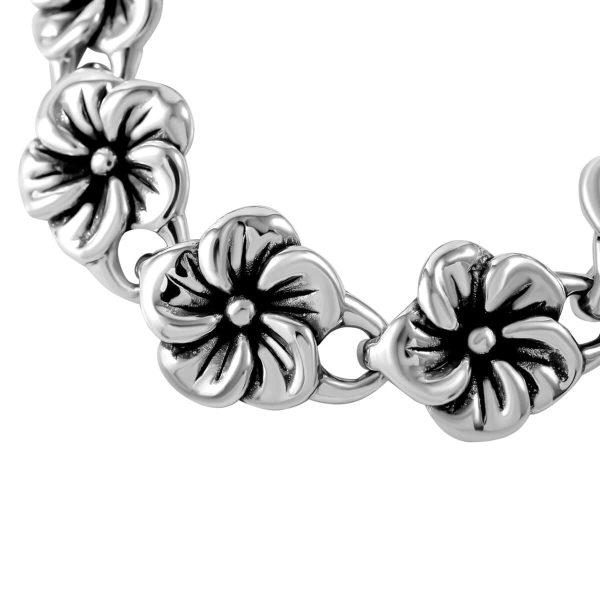 Floral Bracelet in Sterling Silver (7.25 In) 17.38 Grams image number 1