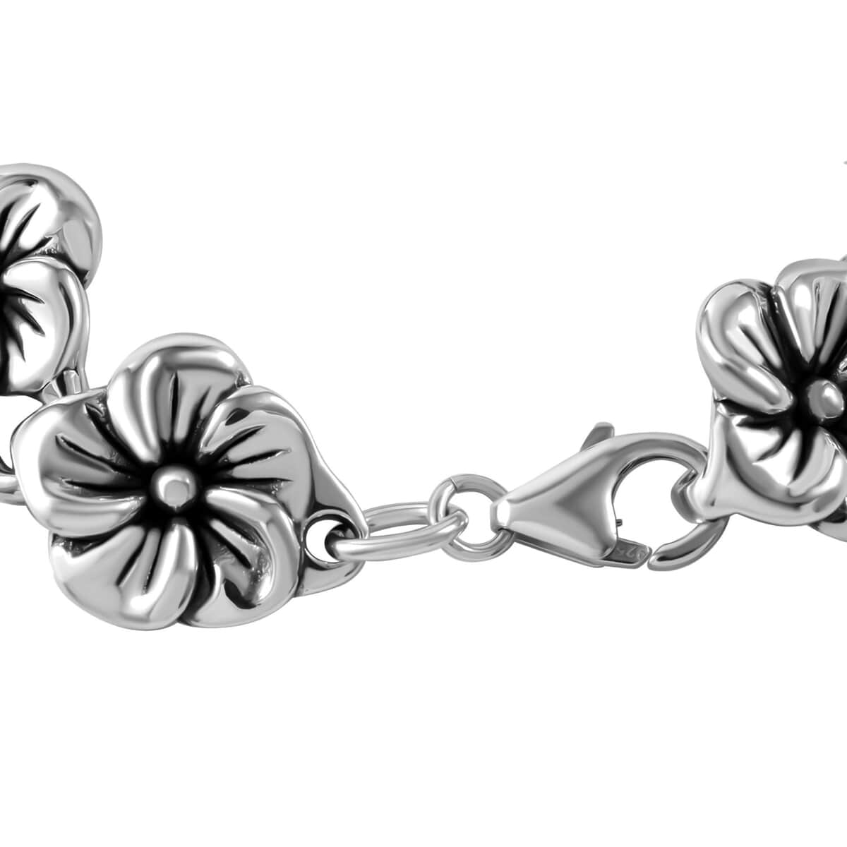 Floral Bracelet in Sterling Silver (7.25 In) 17.38 Grams image number 2