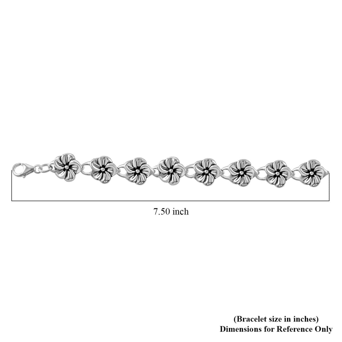 Floral Bracelet in Sterling Silver (7.25 In) 17.38 Grams image number 3