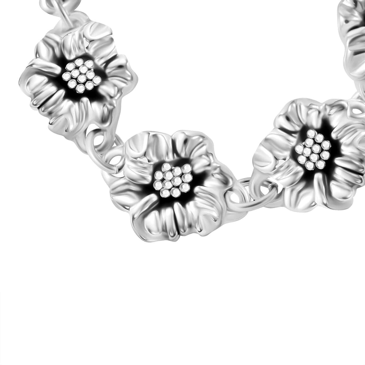 Floral Bracelet in Sterling Silver (8.00 In) 19.93 Grams image number 1