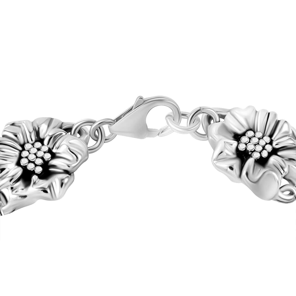 Floral Bracelet in Sterling Silver (8.00 In) 19.93 Grams image number 2