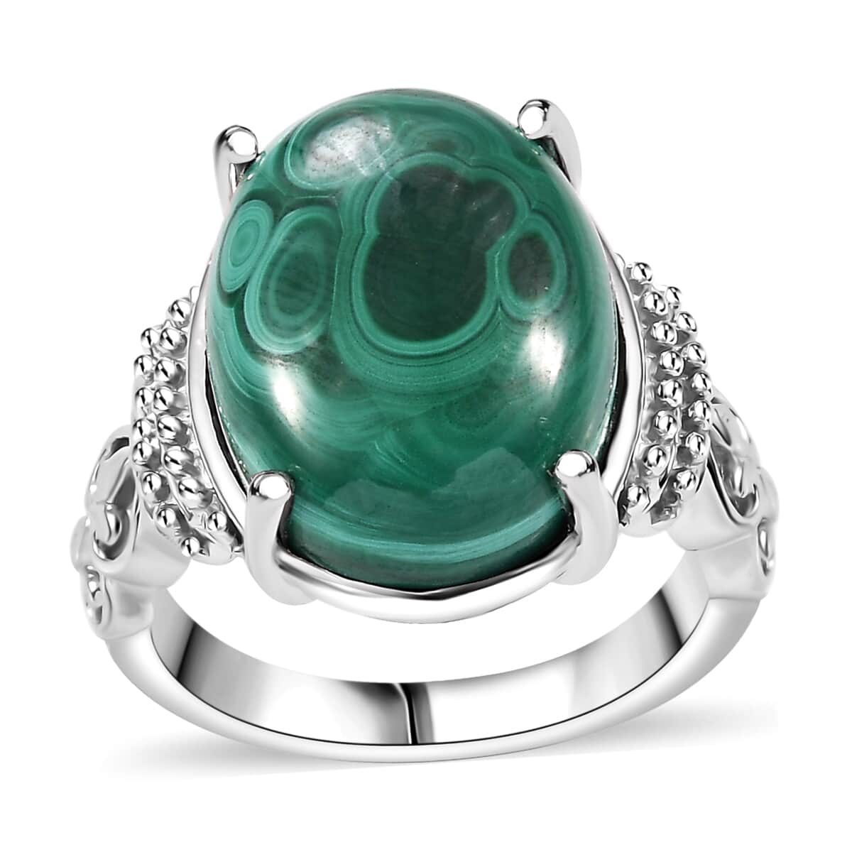 Karis African Malachite 13.25 ctw Solitaire Ring in Platinum Bond (Size 10.0)  image number 0