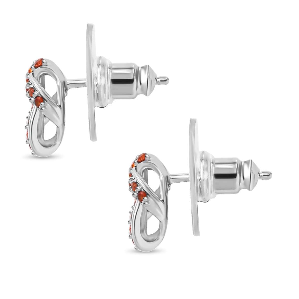 Mozambique Garnet 0.50 ctw Knot Stud Earrings in Rhodium Over Sterling Silver image number 3