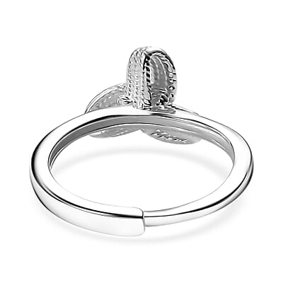 Sterling Silver Love knot Adjustable Ring (Size 11.0) 2.50 Grams