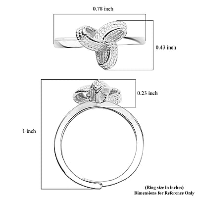 Sterling Silver Love knot Adjustable Ring (Size 11.0) 2.50 Grams